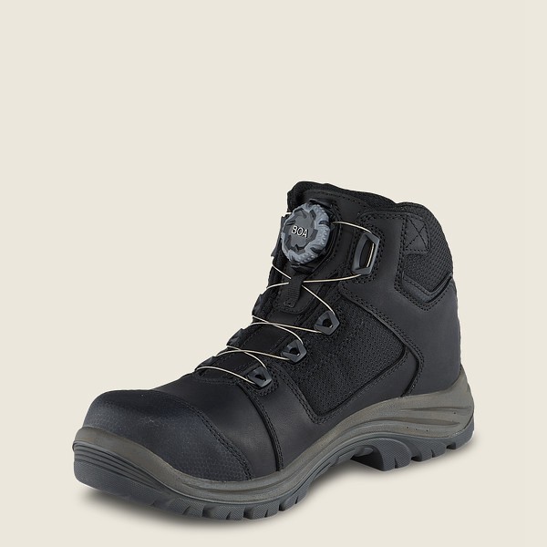 Red Wing Hiking Boots Black/Grey - Mens Trades - 5-inch Waterproof Safety Toe - 9523-UGVDO